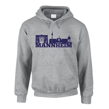 Mannheim Skyline - Herren Hoodie heathergrey-dunkelblau XS