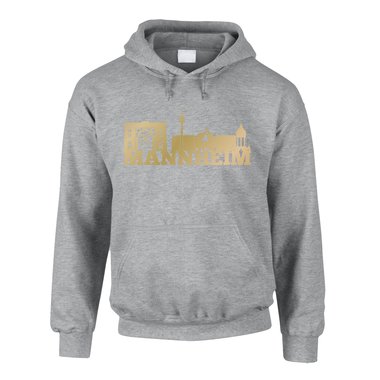 Mannheim Skyline - Herren Hoodie heathergrey-dunkelblau XS