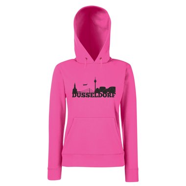 Dsseldorf Skyline - Damen Hoodie fuchsia-schwarz XS