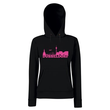 Dsseldorf Skyline - Damen Hoodie fuchsia-schwarz XS