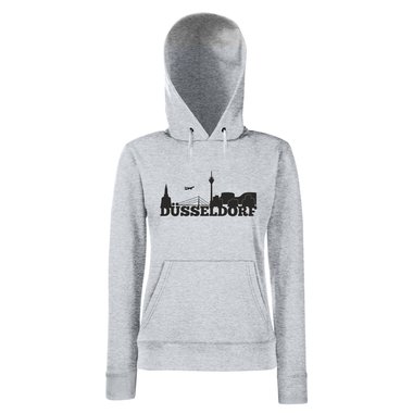 Dsseldorf Skyline - Damen Hoodie schwarz-weiss L