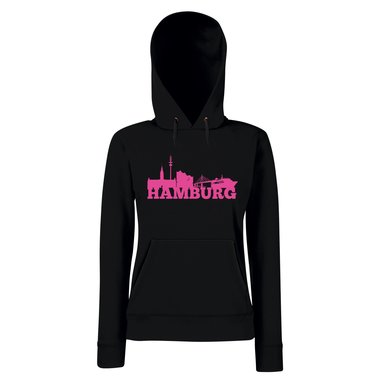 Hamburg Skyline - Damen Hoodie fuchsia-schwarz XS