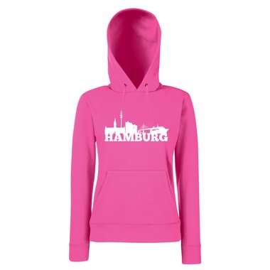 Hamburg Skyline - Damen Hoodie fuchsia-schwarz XS