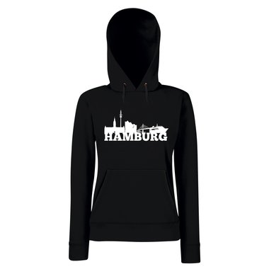 Hamburg Skyline - Damen Hoodie schwarz-weiss L