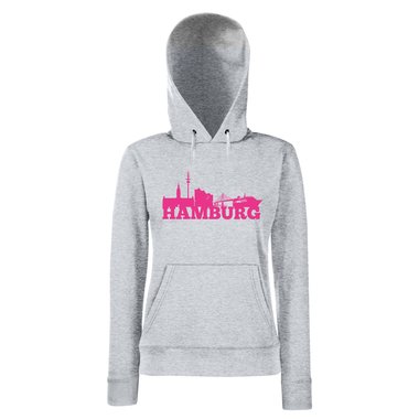 Hamburg Skyline - Damen Hoodie schwarz-weiss L