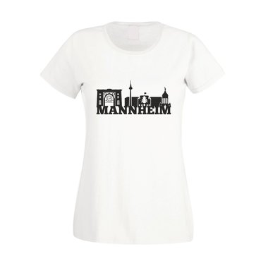 Mannheim Skyline - Damen T-Shirt weiss-schwarz XXL