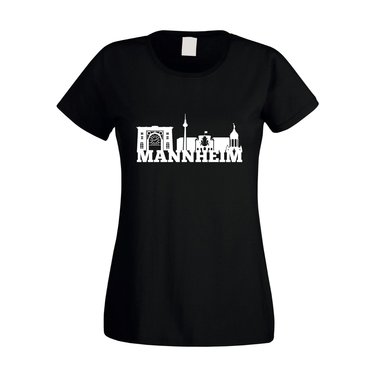 Mannheim Skyline - Damen T-Shirt weiss-schwarz XXL