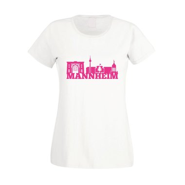 Mannheim Skyline - Damen T-Shirt weiss-schwarz XXL