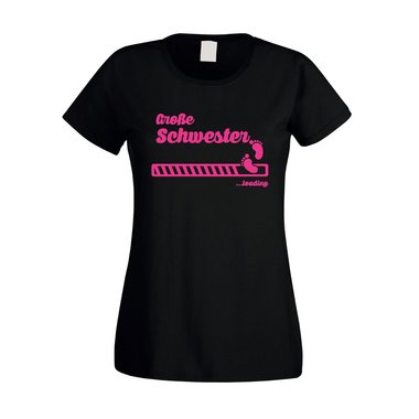 Groe Schwester loading - Damen T-Shirt fuchsia-schwarz XS