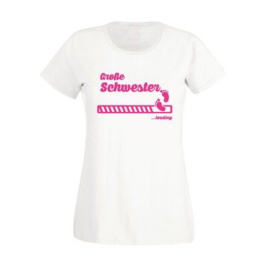 Groe Schwester loading - Damen T-Shirt fuchsia-schwarz XS