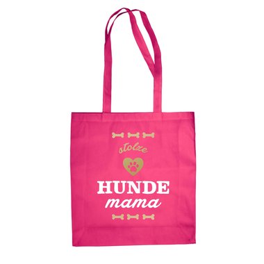 Jutebeutel - Stolze Hunde Mama  fuchsia-gold