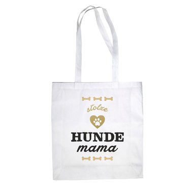 Jutebeutel - Stolze Hunde Mama  weiss-gold