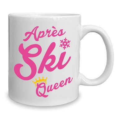 Kaffeebecher - Tasse - Apres Ski Queen weiss-fuchsia