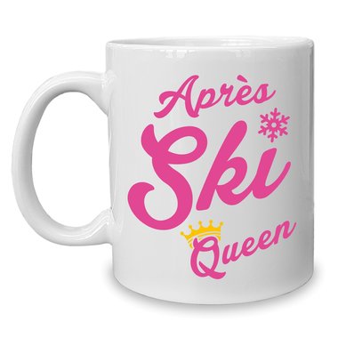 Kaffeebecher - Tasse - Apres Ski Queen weiss-fuchsia