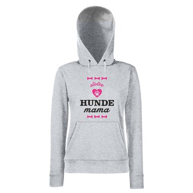 Damen Hoodie - Stolze Hunde Mama fuchsia-gold XS