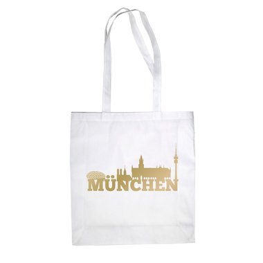 Jutebeutel - Mnchen Skyline fuchsia-gold