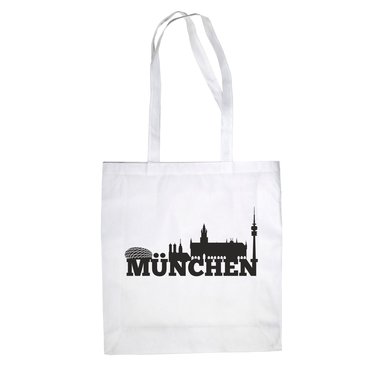 Jutebeutel - Mnchen Skyline fuchsia-gold