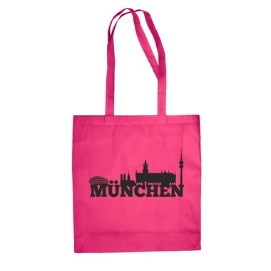 Jutebeutel - Mnchen Skyline fuchsia-gold