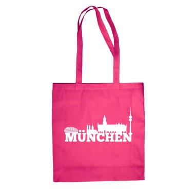 Jutebeutel - Mnchen Skyline fuchsia-gold