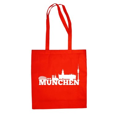 Jutebeutel - Mnchen Skyline fuchsia-gold