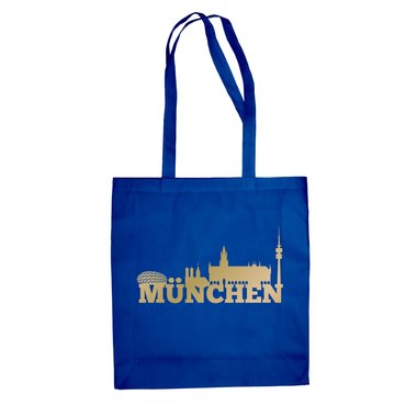 Jutebeutel - Mnchen Skyline fuchsia-gold