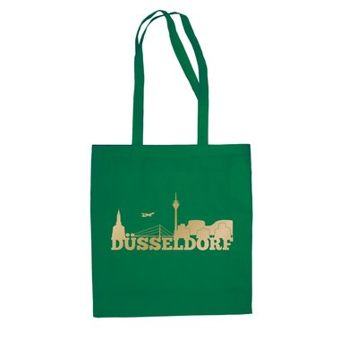 Jutebeutel - Dsseldorf Skyline fuchsia-gold