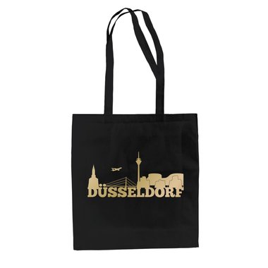 Jutebeutel - Dsseldorf Skyline weiss-schwarz