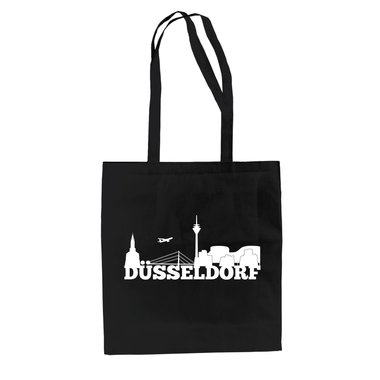 Jutebeutel - Dsseldorf Skyline weiss-schwarz