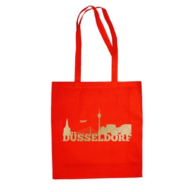 Jutebeutel - Dsseldorf Skyline weiss-schwarz