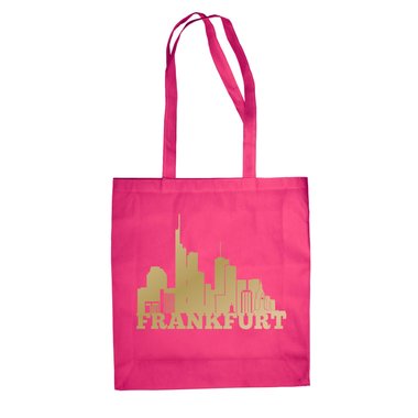 Jutebeutel - Frankfurt Skyline fuchsia-gold