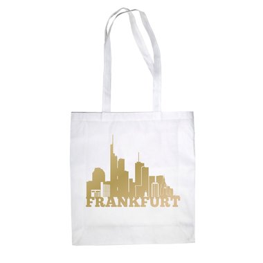 Jutebeutel - Frankfurt Skyline fuchsia-gold