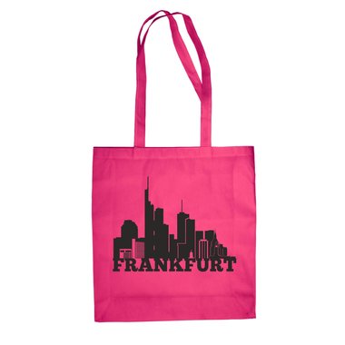 Jutebeutel - Frankfurt Skyline fuchsia-gold