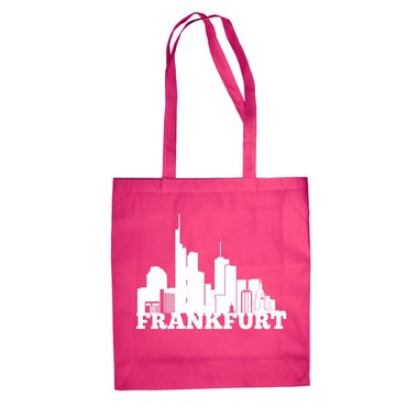 Jutebeutel - Frankfurt Skyline fuchsia-gold