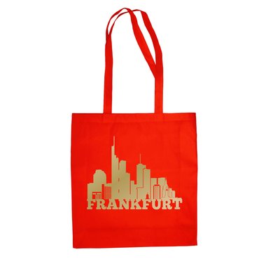 Jutebeutel - Frankfurt Skyline fuchsia-gold