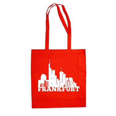 Jutebeutel - Frankfurt Skyline fuchsia-gold