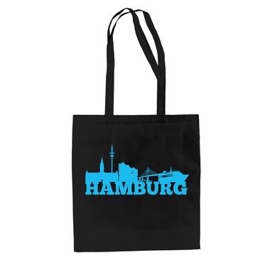 Jutebeutel - Hamburg Skyline kellygrn-weiss