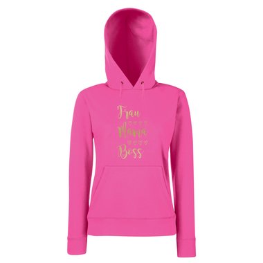 Damen Hoodie - Frau, Mama, Boss fuchsia-gold XS