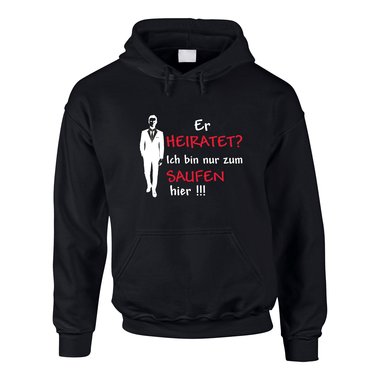 Herren Hoodie - Er heiratet - Ich bin nur zum Saufen hier - Suit grau-schwarz 5XL