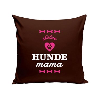 Dekokissen - Stolze Hunde Mama braun-fuchsia