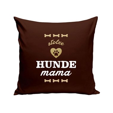 Dekokissen - Stolze Hunde Mama braun-fuchsia