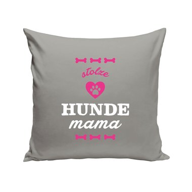 Dekokissen - Stolze Hunde Mama braun-fuchsia