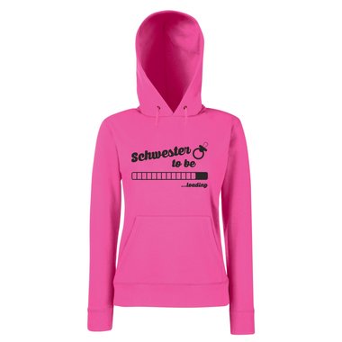 Damen Hoodie - Schwester to be - loading fuchsia-gold XS