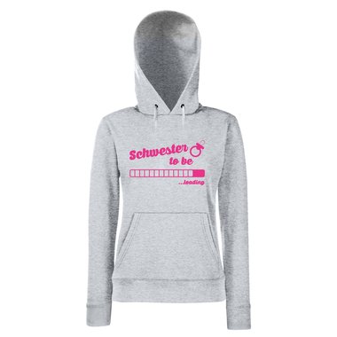 Damen Hoodie - Schwester to be - loading fuchsia-gold XS