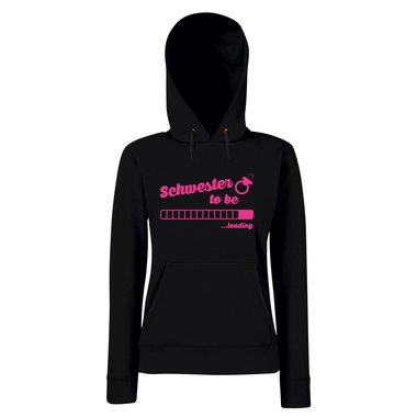 Damen Hoodie - Schwester to be - loading fuchsia-gold XS