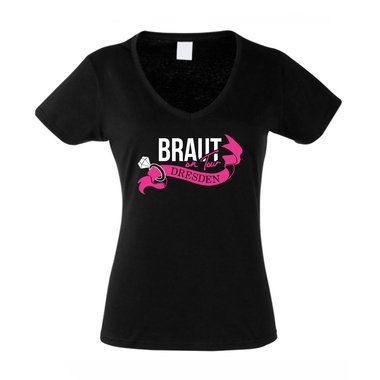 Damen T-Shirt V-Neck - Braut on Tour - Dresden JGA