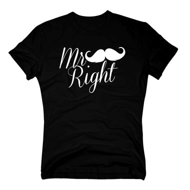 Herren T-Shirt - Mr. Right weiss-schwarz S