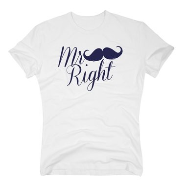 Herren T-Shirt - Mr. Right weiss-schwarz S