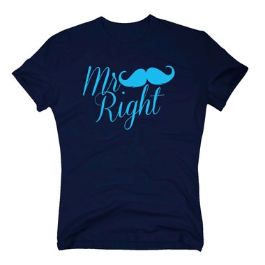 Herren T-Shirt - Mr. Right weiss-schwarz S