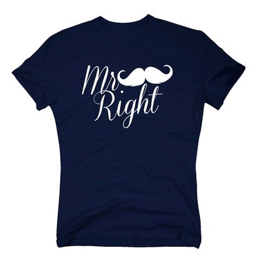 Herren T-Shirt - Mr. Right weiss-schwarz S