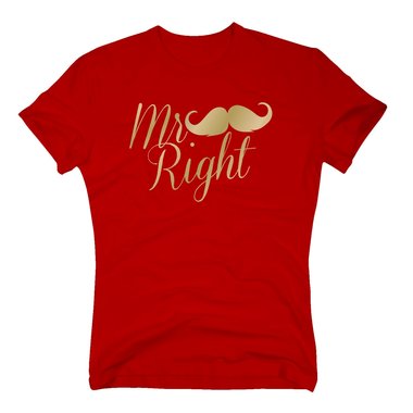 Herren T-Shirt - Mr. Right weiss-schwarz S